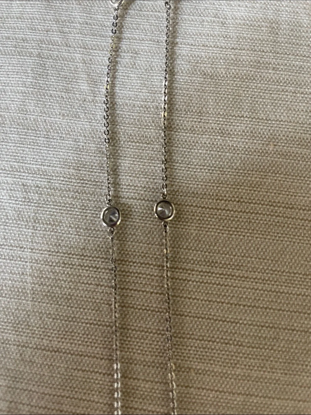 Layered Sterling Silver Station Necklace with Bezel Crystal Accents